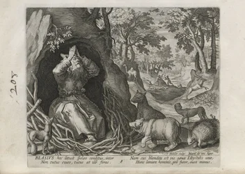 Blasius, plaat 8 van 30 uit de serie Sylvae Sacrae (Kluizenaars in landschappen)