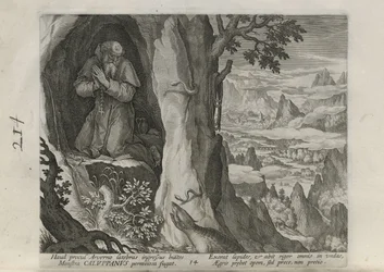 Caluppanus, plaat 14 van 30 uit de serie Sylvae Sacrae (Kluizenaars in landschappen)
