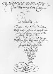 Handgeschreven titelblad van Het welgetempereerde klavier, 1722
