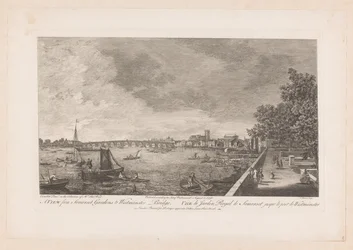 Gezicht van Somerset Gardens op de Westminster brug te Londen