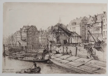 Hoge brug bij de nieuwe kraan