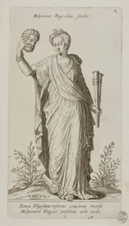 Melpomene, Muze van de Tragedie, plaat 8 uit Parnassus Biceps