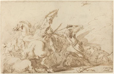 Een gevecht tussen oosterse cavalerie en soldaten, 1636