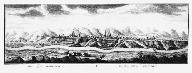 Uitzicht op Krasnoyarsk, ca. 1735
