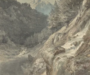 Bergachtig Landschap met een Rivier, 1807-63