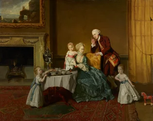 John, veertiende Lord Willoughby de Broke, en zijn familie, ca. 1766