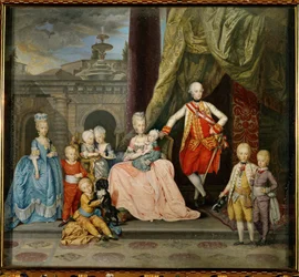 Piero Leopoldo, Groothertog van Toscane, later Keizer Leopold II, zijn vrouw Maria Ludovica van Spanje, en acht van hun zestien kinderen ...