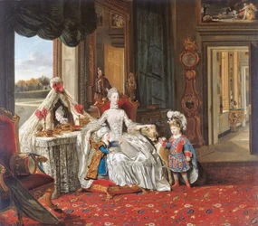 Koningin Charlotte (1744-1818) met haar twee oudste zonen