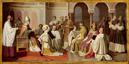 Bonifatius ontvangt de Bisschopswijding van de Paus