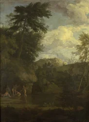 Arcadisch landschap met badende Diana