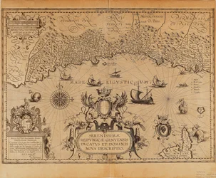 De Republiek Genua, kaart door Jan Baptist Vrients uit Theatrum Orbis Terrarum door Abraham Ortelius