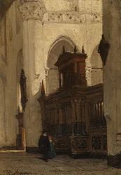 Beelden bij het koorhek in de Nieuwe Kerk, Delft, ca. 1839-91 (olieverf op paneel)