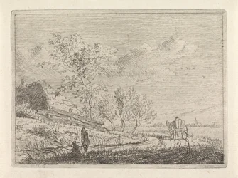 Landschap met kar en twee vissers