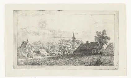 Dorpsgezicht met kerktoren tussen bomen