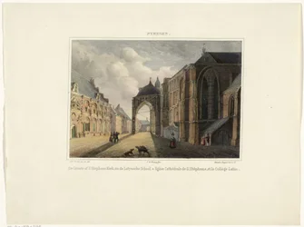 Gezicht op de Stevenskerk en de Latijnse School in Nijmegen
