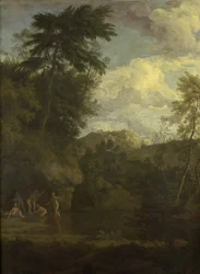 Arcadisch landschap met badende Diana