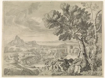 Landschap met ravijn en waterval