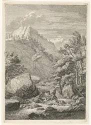 Ravijn met een brede waterval