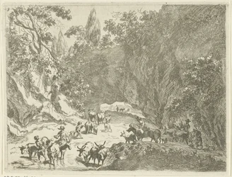 Berglandschap met herders en vee