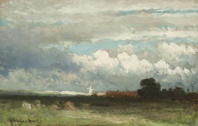 Een Zonovergoten Windmolen in de Duinen bij Den Haag