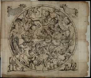 Tafel van de sterrenbeelden van het noordelijk halfrond Firmamentum Sobiescianumsive Uranographia