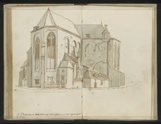 Rechter- en achterzijde van de Pieterskerk te Utrecht
