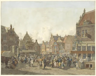 Stadsplein met kermis