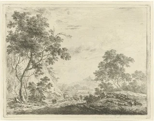 Landschap met herder en vee