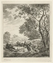 Landschap met herder en vee
