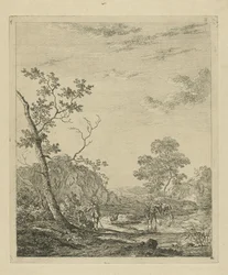 Landschap met vee in rivier
