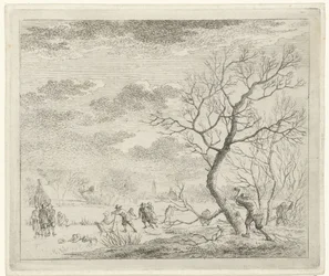 Winterlandschap met schaatsers