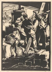 Vier dijkwerkers
