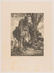 Bedelaar met krukken