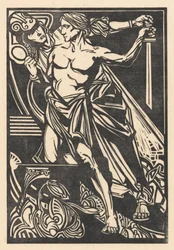 Man en vrouw met zwaard en spiegel