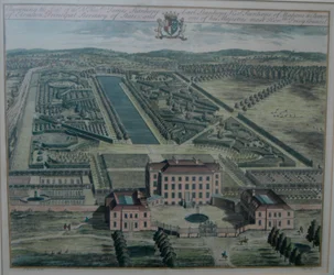Een gravure van Chevening door Johannes Kip (geb. 1722) naar Thomas Badeslade (geb. 1742), gepubliceerd (in History of Kent) 1719 door John Harris.