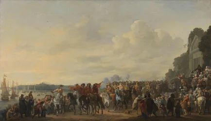 Aankomst van Prins Willem II op het landgoed Welna aan de Amstel tijdens de aanval op Amsterdam, 31 juli 1650