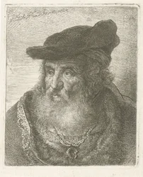 Portret van een oude man met baret