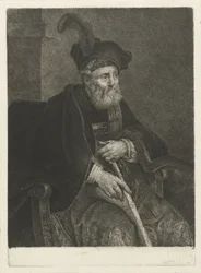 Portret van een onbekende oude man in een stoel