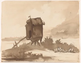 Molen zonder wieken aan het water