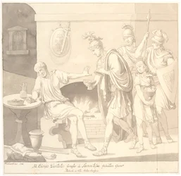 M. Curius Dantatus veracht de geschenken van de Samnitische gezanten. Plutach: in vita. Caton Censoris.