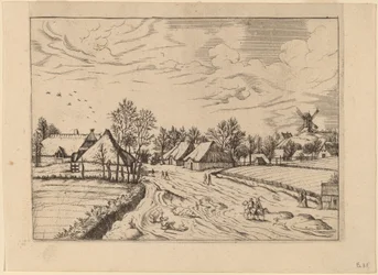 Dorp met standerdmolen