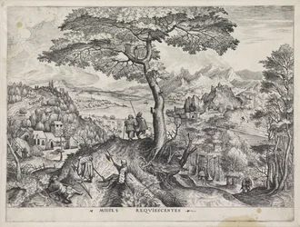 Landschap met rustende soldaten