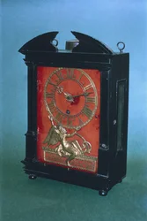 Vroege gewicht aangedreven slingerklok, mogelijk ontworpen door Christian Huygens, c.1675