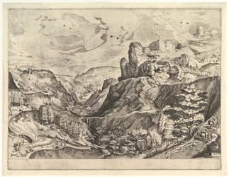 Alpenlandschap met een Diepe Vallei uit De Grote Landschappen, ca. 1555-56