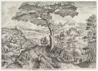 Soldaten in rust Milites requiescentes uit De Grote Landschappen, ca. 1555-56