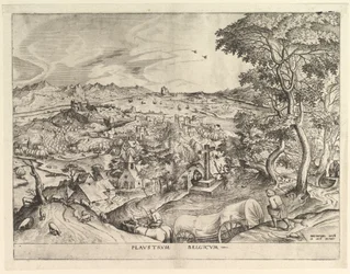 De Belgische Wagen Plaustrum Belgicum uit De Grote Landschappen, ca. 1555-56