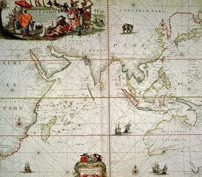 Kaart van Afrika, India, Indische Oceaan en Oost-Indië
