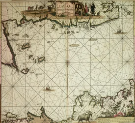 Pas-kaart van het Kanaal, tussen Engeland en Frankrijk, van Pleymuyen tot aan de Sorlinges, alsmede van Portbimel tot aan Heyssant