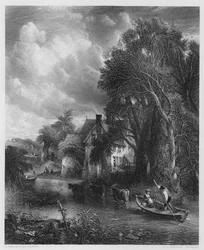 De Vallei Boerderij, van het schilderij in de Vernon Gallery (gravure)
