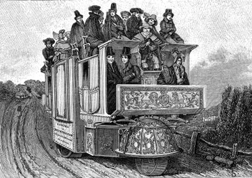 Driewielige mechanische auto door Dr. William Church (ca. 1778-1863), gebouwd in Birmingham in 1833 (Engeland)